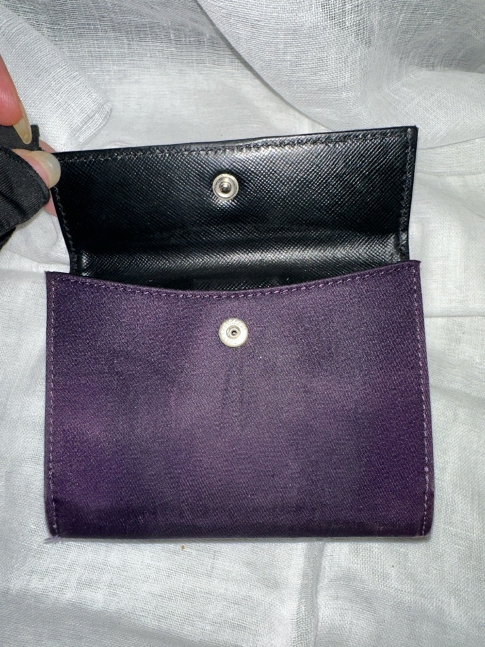 Prada Purple Nylon Triangular Logo Wallet with Silver/Gold Hardware - Picture 8 of 13